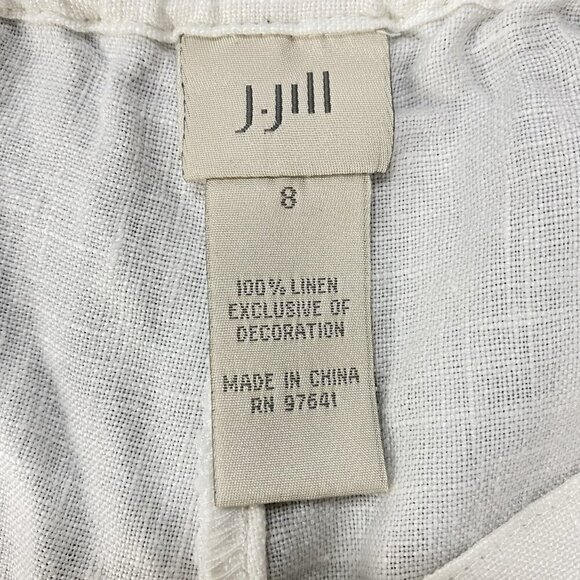 J JILL Women Pants Embroidered 100% Linen Wide Leg Size 8 White Sequence 79-16 - Picture 7 of 9